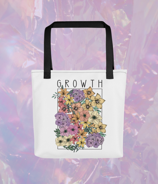 growth floral tote bag