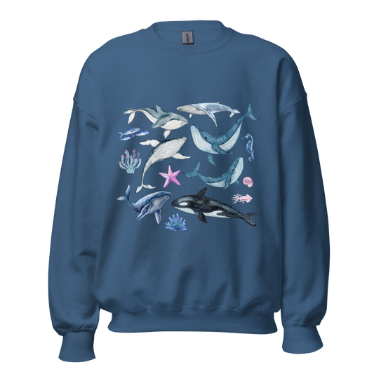 watercolor whale unisex sweatshirt