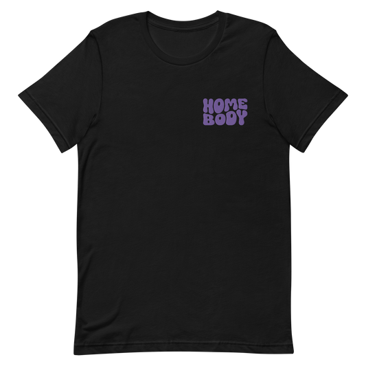 homebody purple stacked pocket embroidered unisex t-shirt