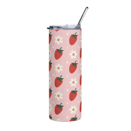 strawberry daisy tumbler - 20 oz